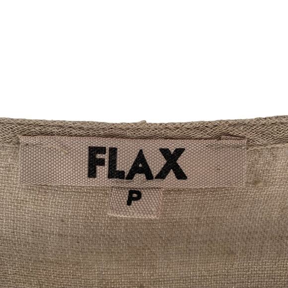 Flax Brown Linen Cotton Button Down Tunic Top Blouse size P Small - Picture 2 of 7